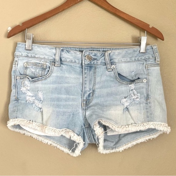 American Eagle Outfitters Pants - American Eagle Outfitters Pom Fringe Shortie Shorts Blue Size 8